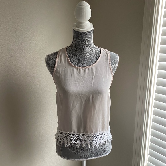 Blush Pink Chiffon Tank Top - Picture 1 of 7